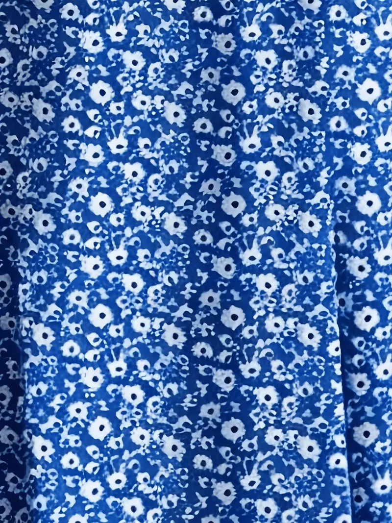 Women's Timeless Polka Dot Midi Dress – Puff Sleeve Belted Fit & Flare Dress