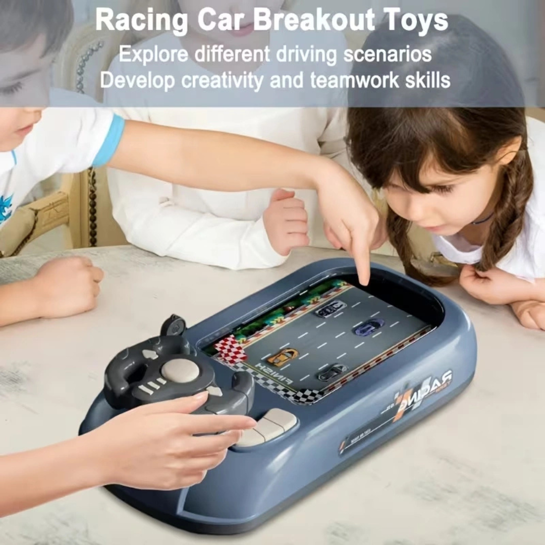Interactive Racing Steering Wheel Toy with Cars – Driving Simulation Adventure Game Set for Kids (Green)
