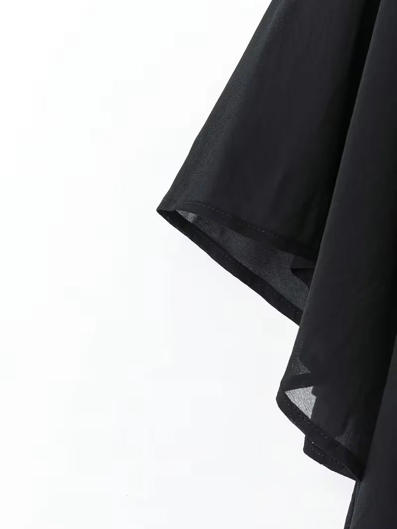Chiffon Co-Ord Set – Batwing Sleeve Loose Top & Wide-Leg Pants (2-Piece)
