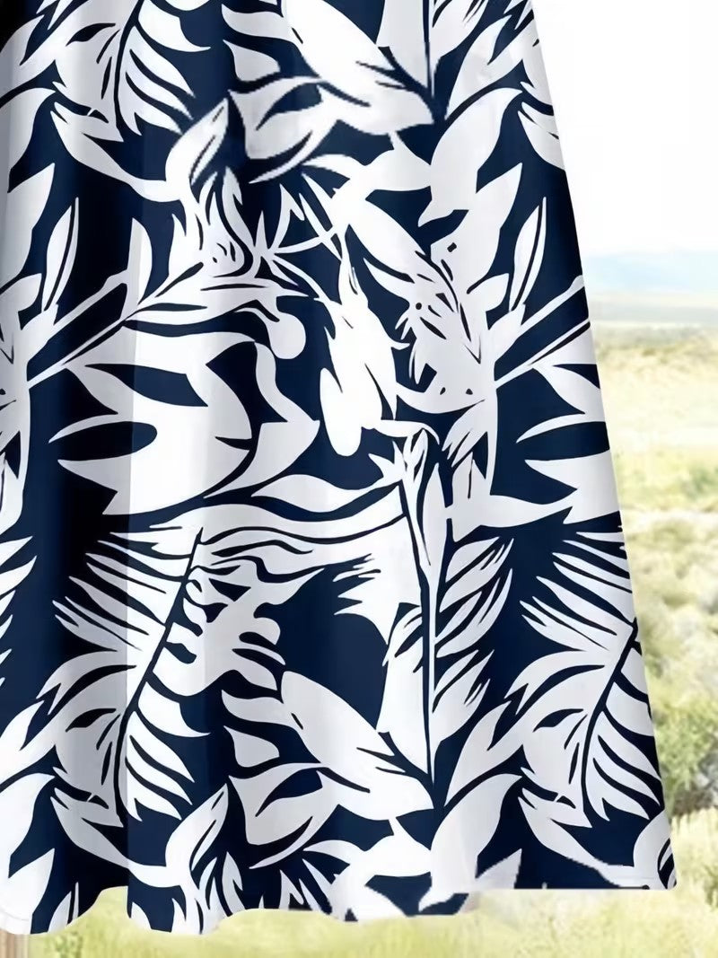 Women's Summer Casual Skirt Co-Ord Set | Solid Top & Printed Skirt 2-Piece Outfit