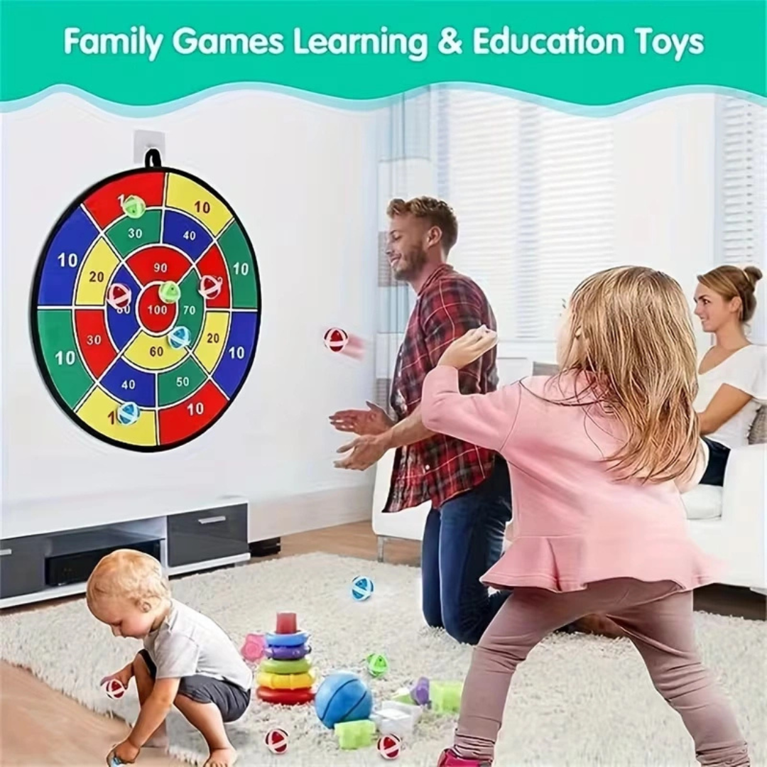 Kids Sticky Ball Dart Board Game Set – Indoor & Outdoor Target Throwing Toy for Family Play