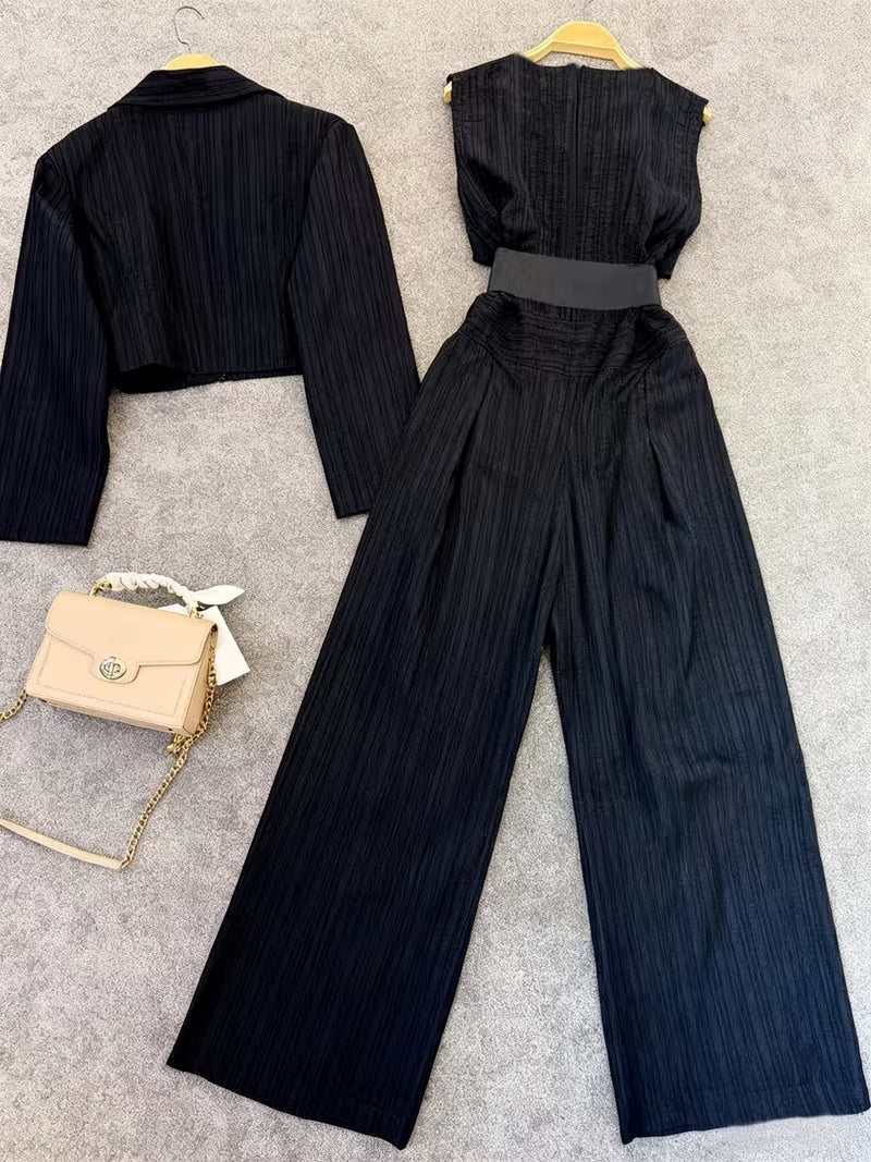 Women's Cropped Blazer & Jumpsuit Co-Ord Set
