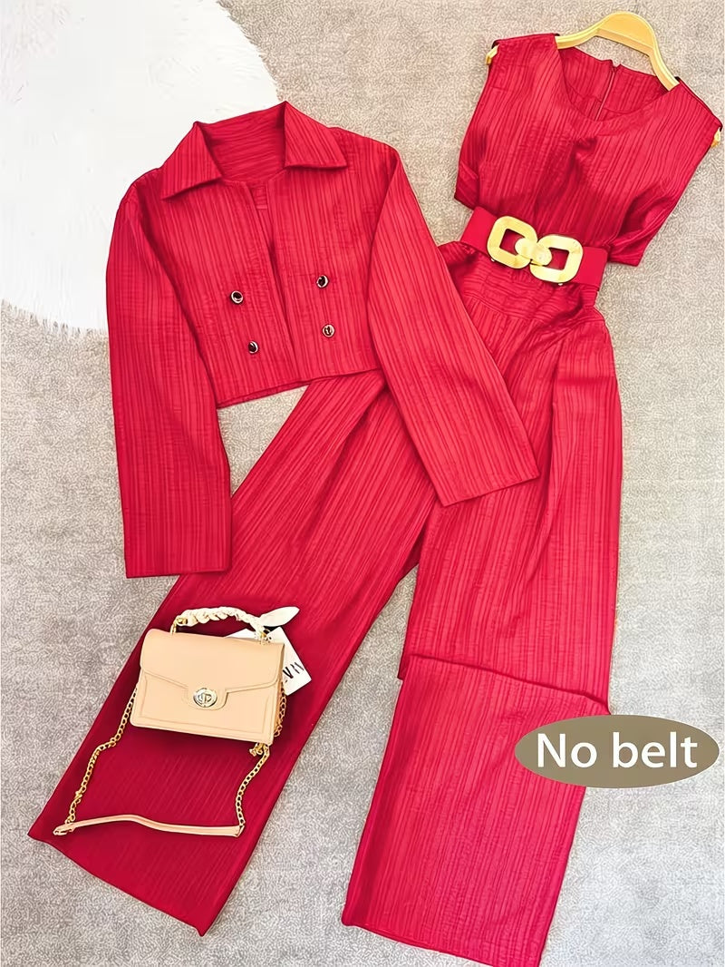 Women's Cropped Blazer & Jumpsuit Co-Ord Set