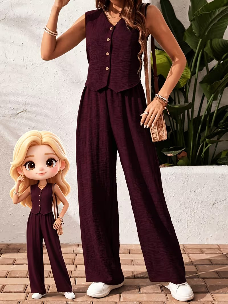 Women's Chic Striped Lounge Co-Ord Set with Slit Vest & Pants
