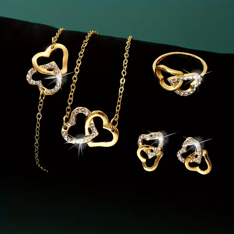 Heart-Shaped Jewellery Set for Women (5 PCS Elegant Gift Set)