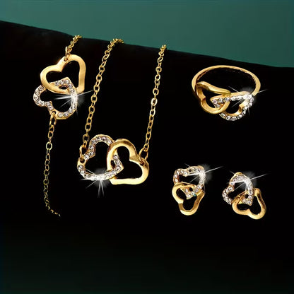 Heart-Shaped Jewellery Set for Women (5 PCS Elegant Gift Set)