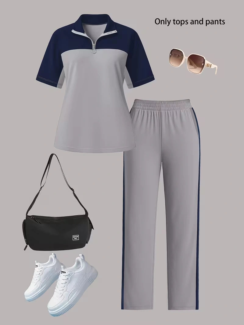 Women's Autumn  Casual Co-Ord Set |T-Shirt & Straight-Leg Pants 2-Piece Outfit