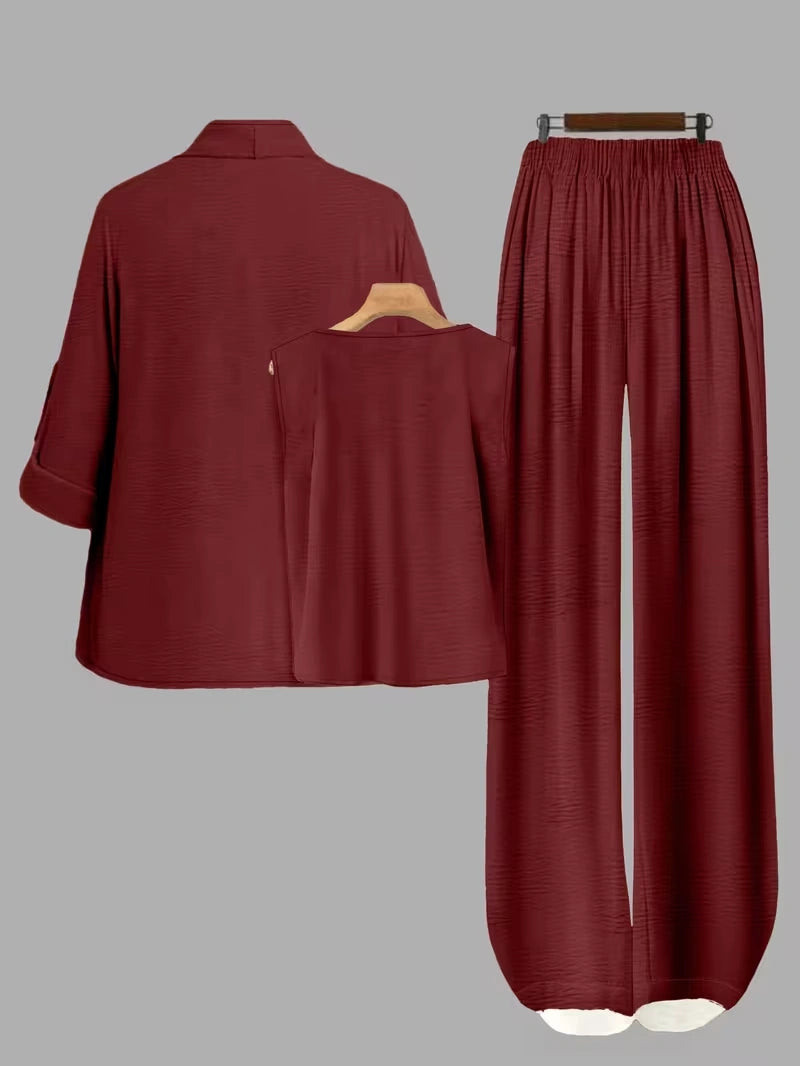 Elegant 3-Piece Co-Ord Set – Cardigan Jacket, Sleeveless Top & Relaxed Pants