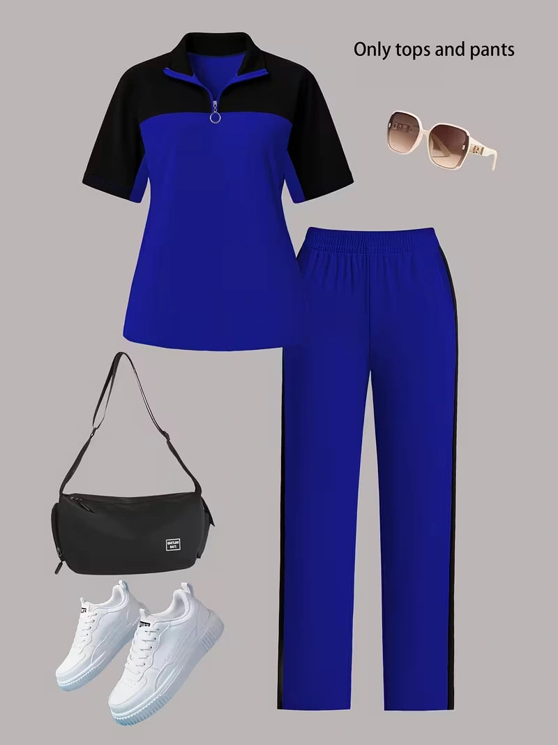 Women's Autumn  Casual Co-Ord Set |T-Shirt & Straight-Leg Pants 2-Piece Outfit