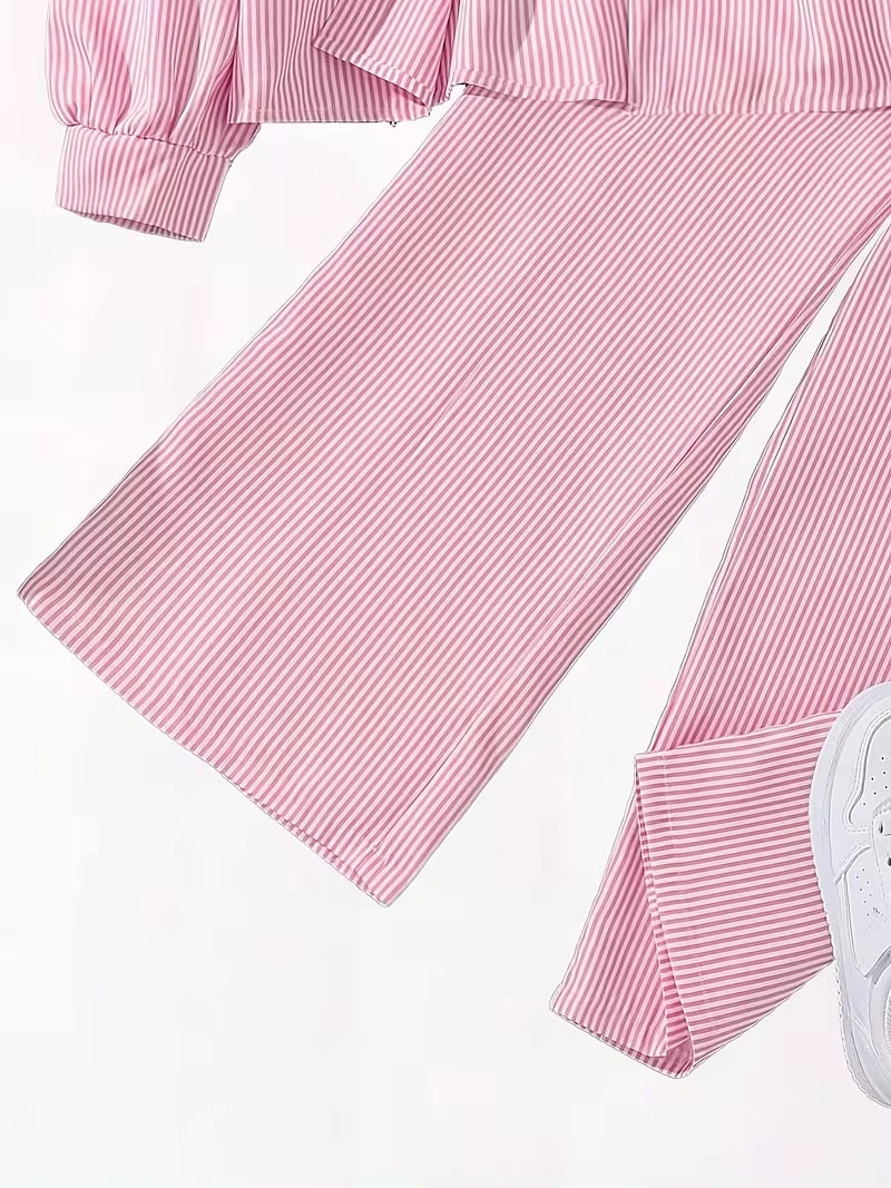 Classic Button-Down Shirt & Wide-Leg Co-Ord Set for Women