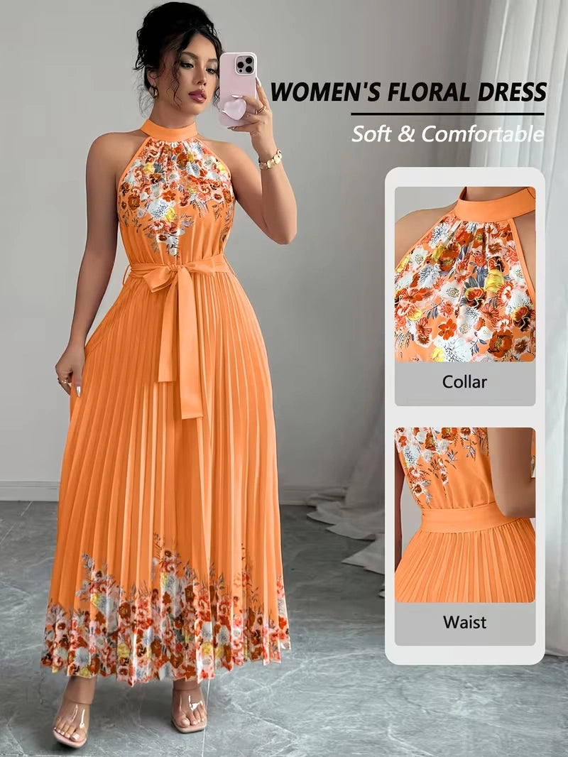 Women's Summer Floral Halter Dress