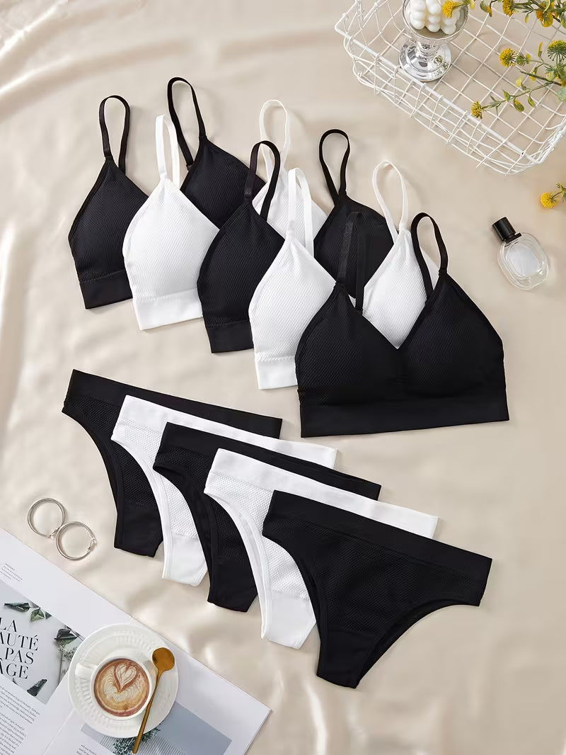Pack of 5 Women's Bra & Panty Set – Soft Comfortable Everyday Lingerie Combo