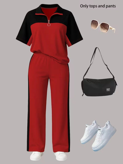 Women's Autumn  Casual Co-Ord Set |T-Shirt & Straight-Leg Pants 2-Piece Outfit