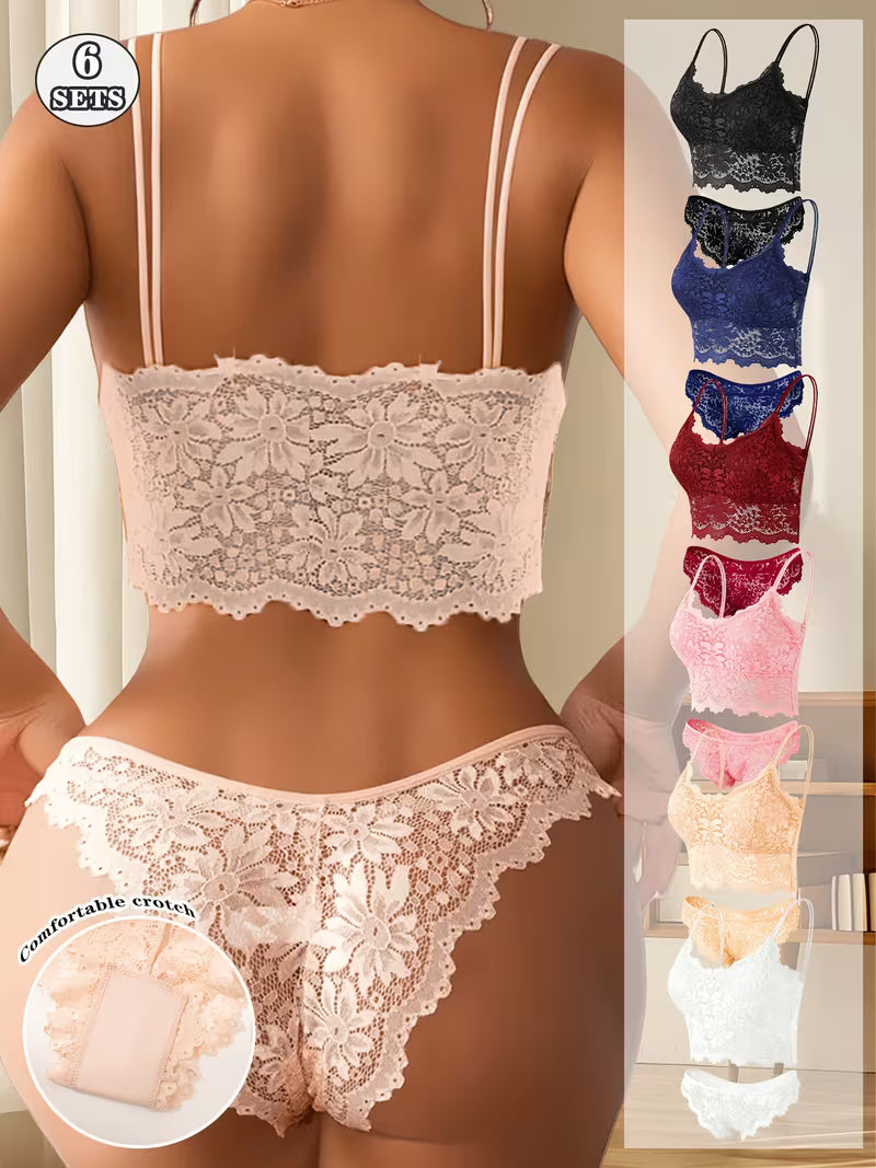 Pack of 6 Women's Bra & Panty Set – Soft Comfortable Everyday Lingerie Combo