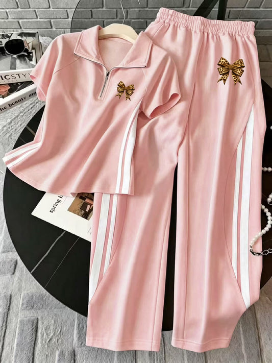 Women’s Collared Half-Zip Top & Wide-Leg Pants Co-Ord Set