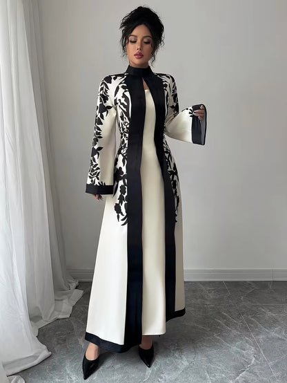 Women's Elegant Floral Print Maxi Dress | Long Sleeve A-Line Party & Evening Dress