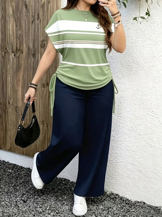 Stylish Stripe Top & Pants Set