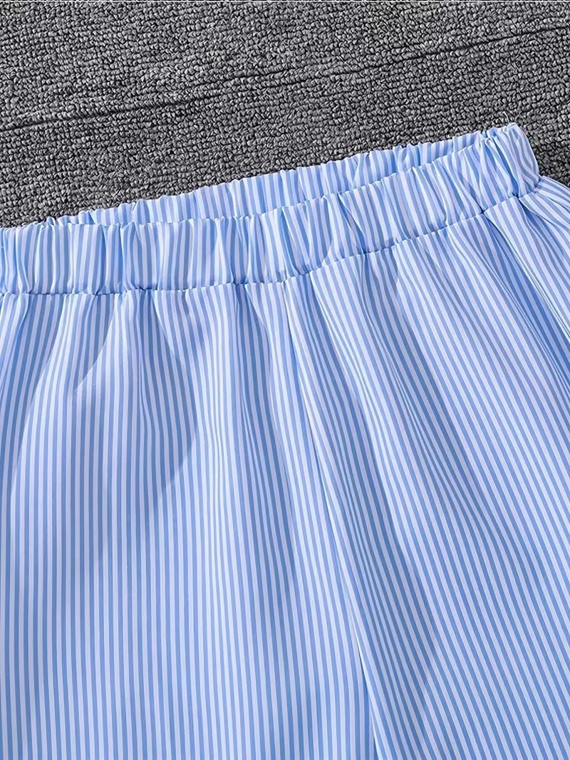 Classic Button-Down Shirt & Wide-Leg Co-Ord Set for Women