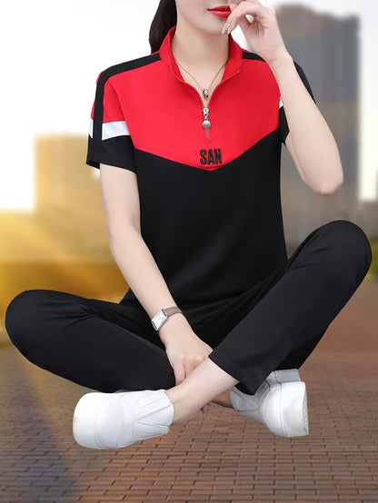 Women's Summer Relaxed Fit Co-Ord Set | Casual Short Sleeve Top & Wide-Leg Pants