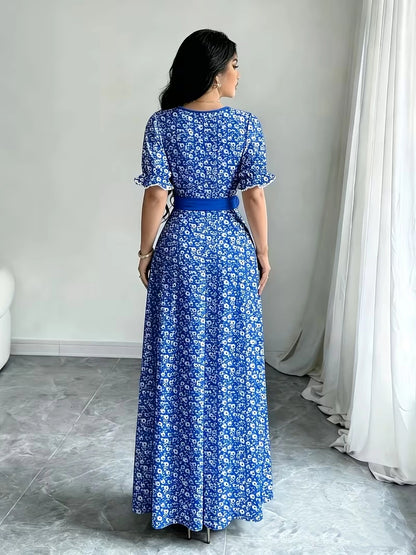 Women's Timeless Polka Dot Midi Dress – Puff Sleeve Belted Fit & Flare Dress