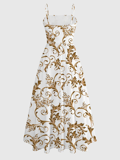 Golden Floral Scroll Elegance Dress Set