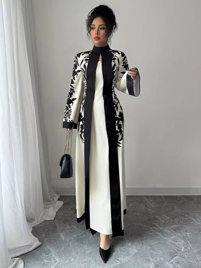 Women's Elegant Floral Print Maxi Dress | Long Sleeve A-Line Party & Evening Dress