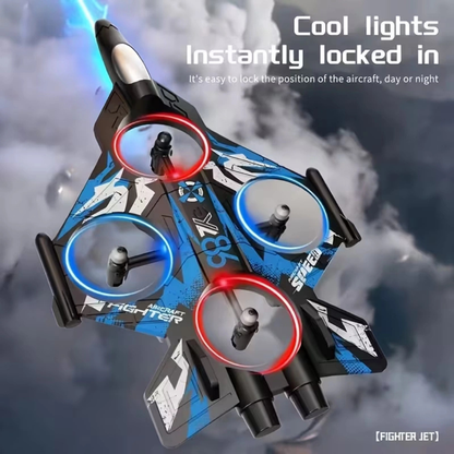 Rechargeable RC Drone Plane with Altitude Hold & 360° Stunts – Remote Control Flying Toy with LED Lights (Random Color)