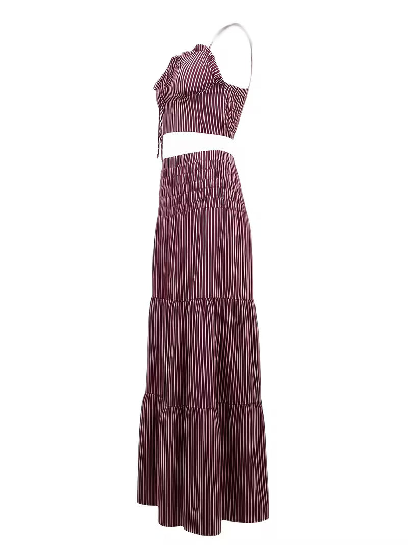 Women’s  Ruched Crop Top & Maxi Skirt Co-Ord Set