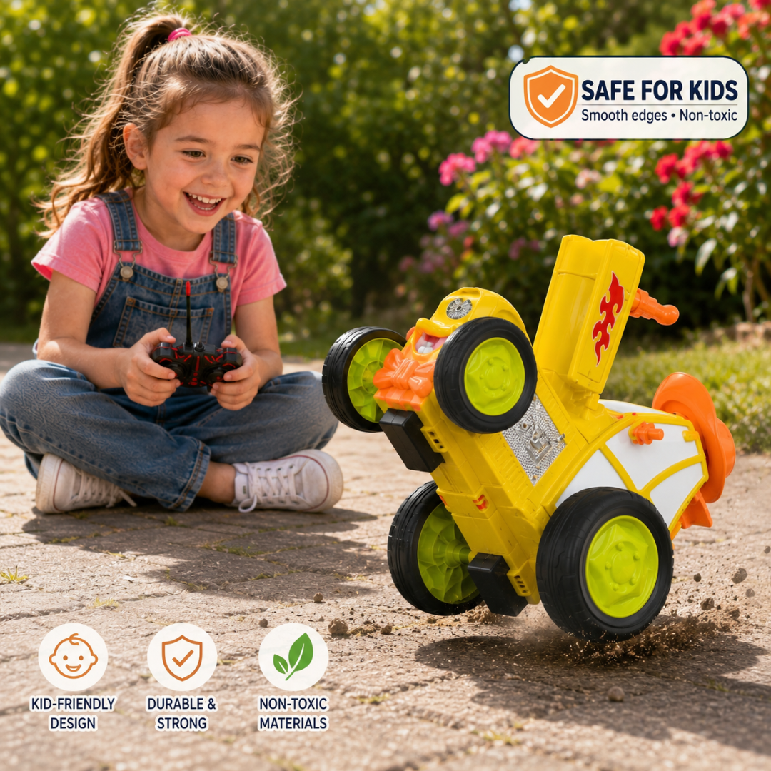 Remote Control Crazy Jumping Car – Rechargeable RC Stunt Car with Lights & Music for Kids