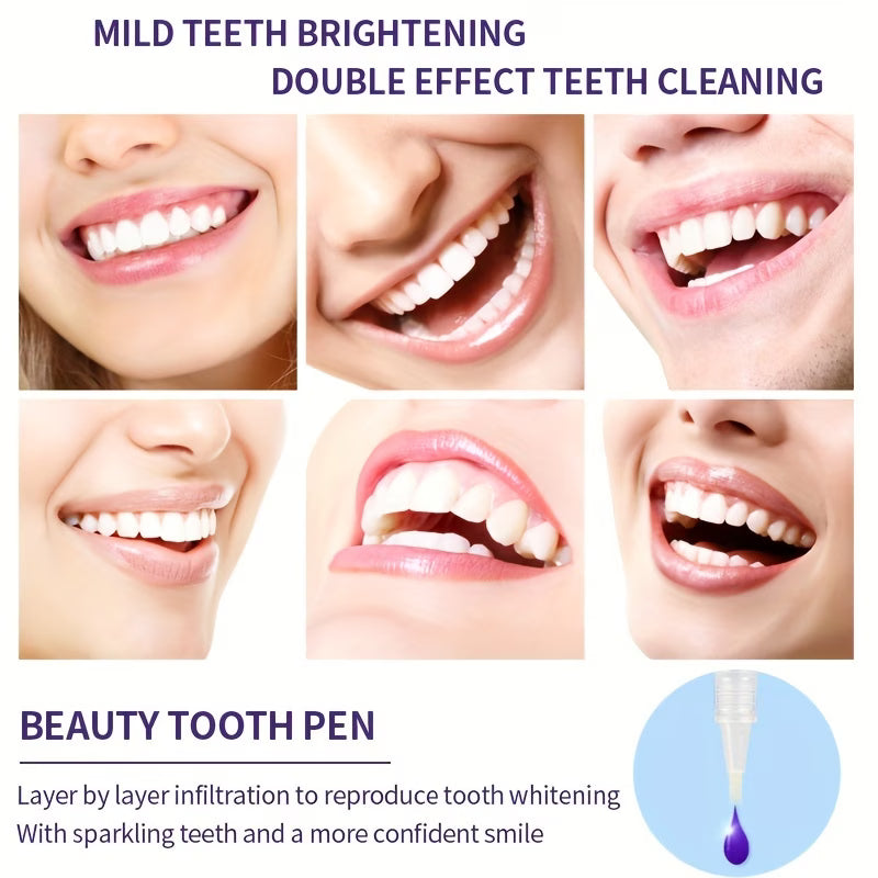 4PCS Advanced Teeth Brightening Kit | Toothpaste, Tooth Powder & Whitening Pen Set | Fresh Breath & Gum Care