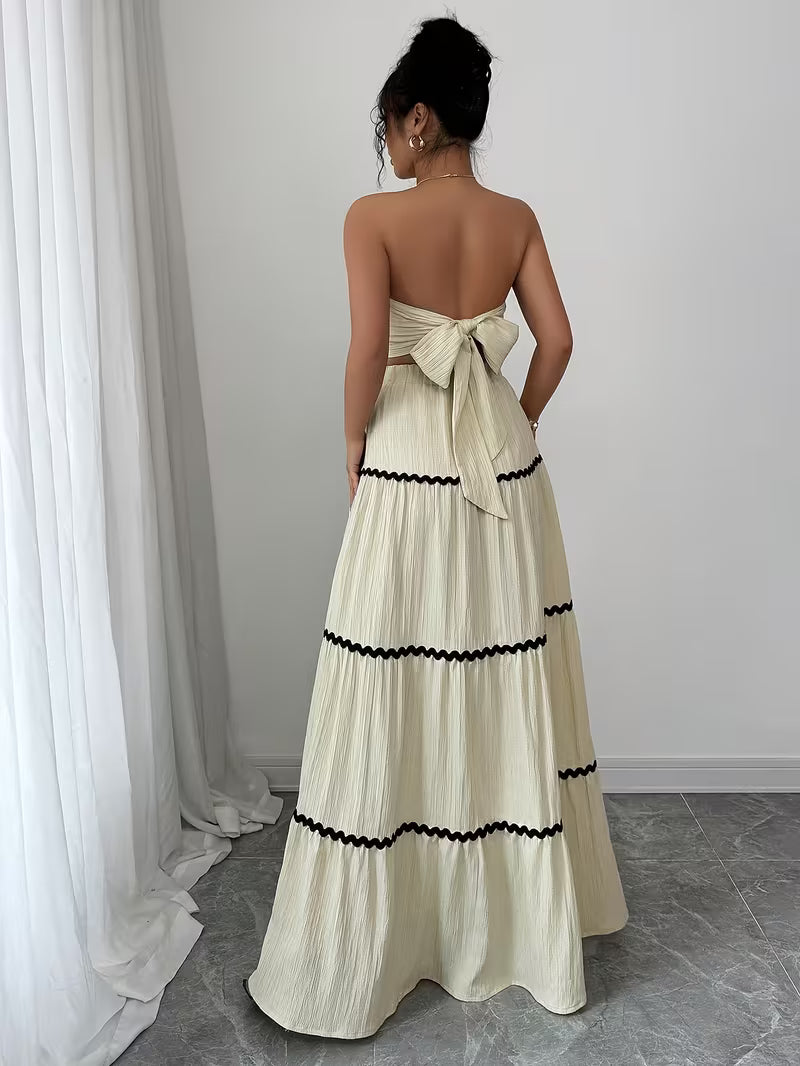 Women’s  Ruched Crop Top & Maxi Skirt Co-Ord Set