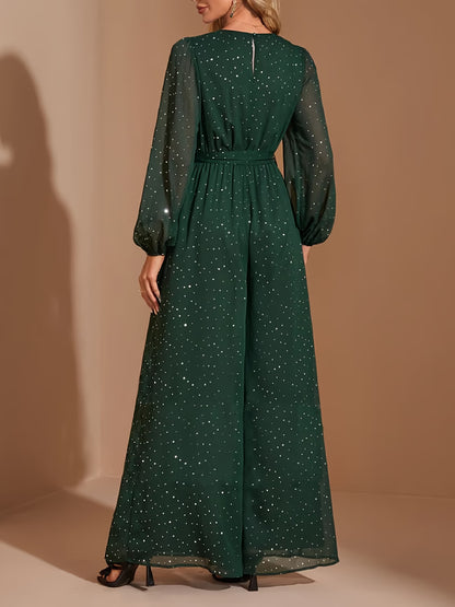 Women’s Dark Green Sequin Maxi Dress