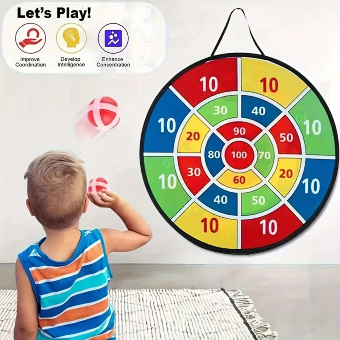 Kids Sticky Ball Dart Board Game Set – Indoor & Outdoor Target Throwing Toy for Family Play