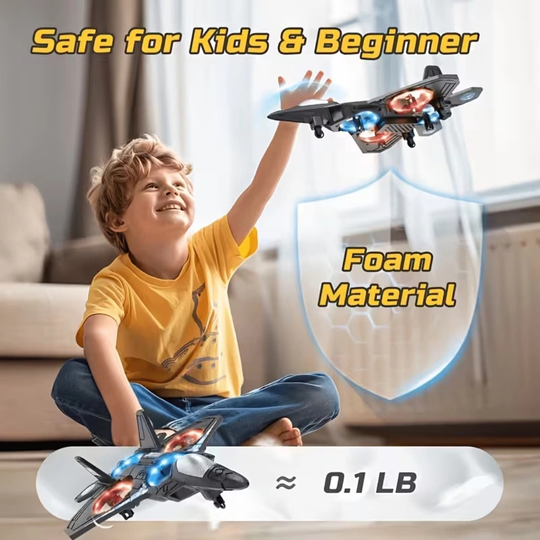 Rechargeable RC Drone Plane with Altitude Hold & 360° Stunts – Remote Control Flying Toy with LED Lights (Random Color)