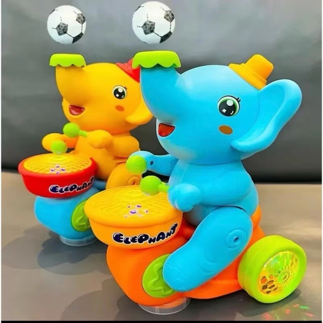 Interactive Musical Elephant Plush Toy with Drumming, Lights & Dancing Action for Kids