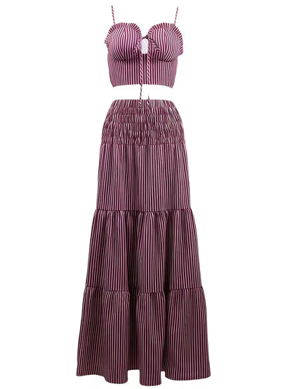 Women’s  Ruched Crop Top & Maxi Skirt Co-Ord Set