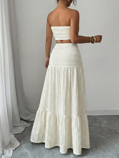 Women’s  Ruched Crop Top & Maxi Skirt Co-Ord Set