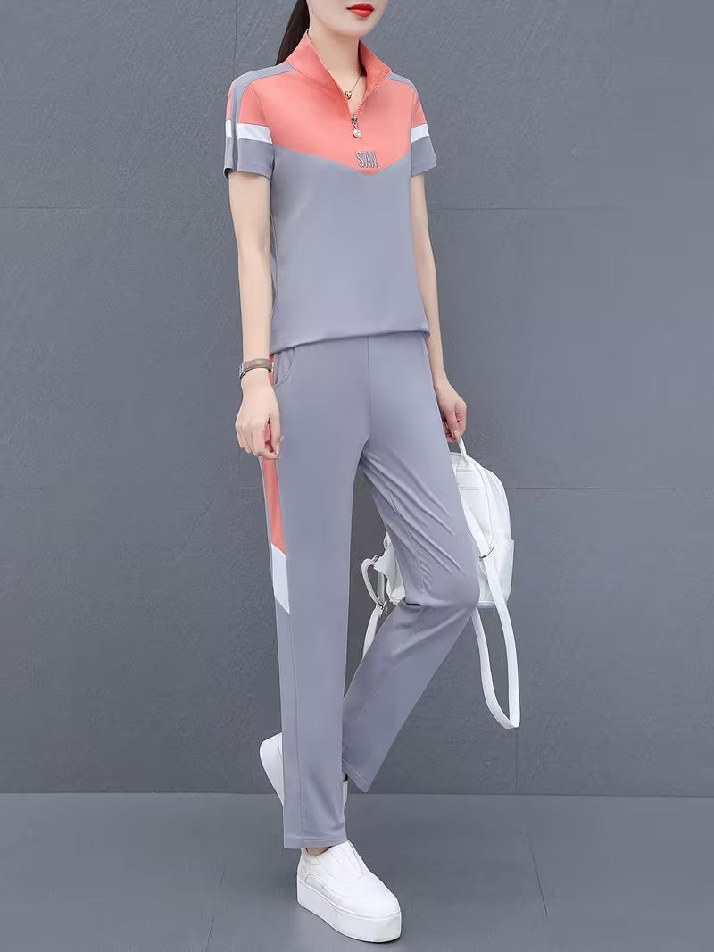 Women's Summer Relaxed Fit Co-Ord Set | Casual Short Sleeve Top & Wide-Leg Pants