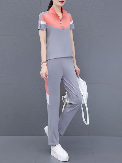 Women's Summer Relaxed Fit Co-Ord Set | Casual Short Sleeve Top & Wide-Leg Pants