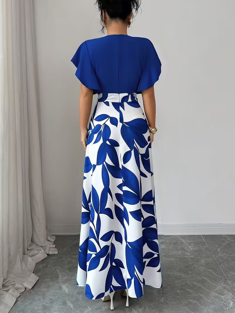 Elegant V-Neck Patchwork A-Line Dress