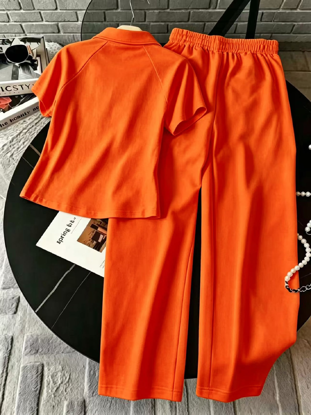 Women’s Collared Half-Zip Top & Wide-Leg Pants Co-Ord Set