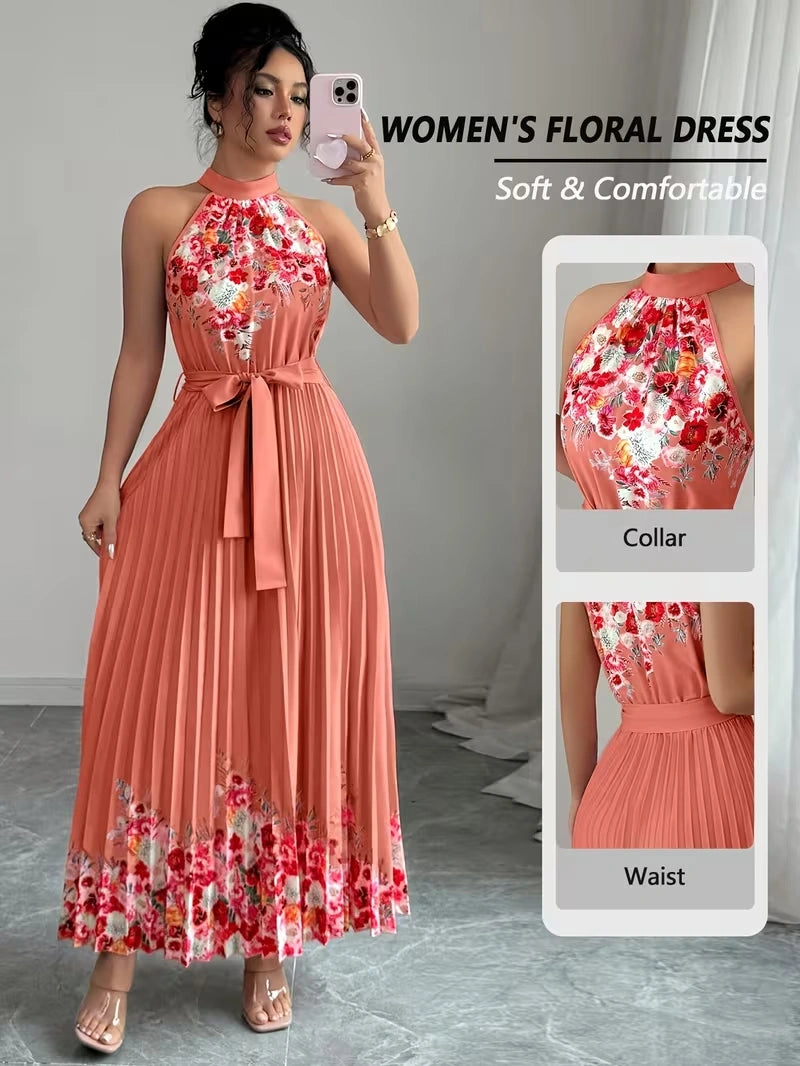 Women's Summer Floral Halter Dress
