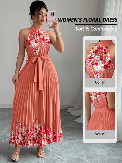 Women's Summer Floral Halter Dress