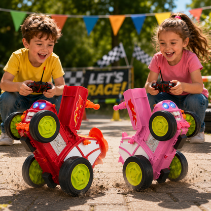 Remote Control Crazy Jumping Car – Rechargeable RC Stunt Car with Lights & Music for Kids