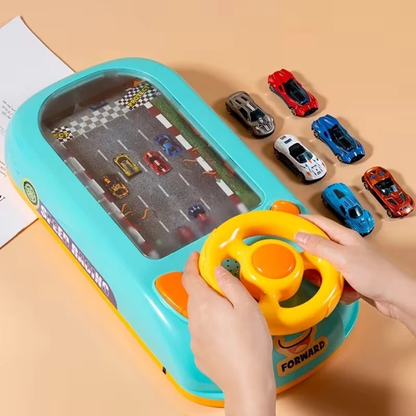 Interactive Racing Steering Wheel Toy with Cars – Driving Simulation Adventure Game Set for Kids (Green)