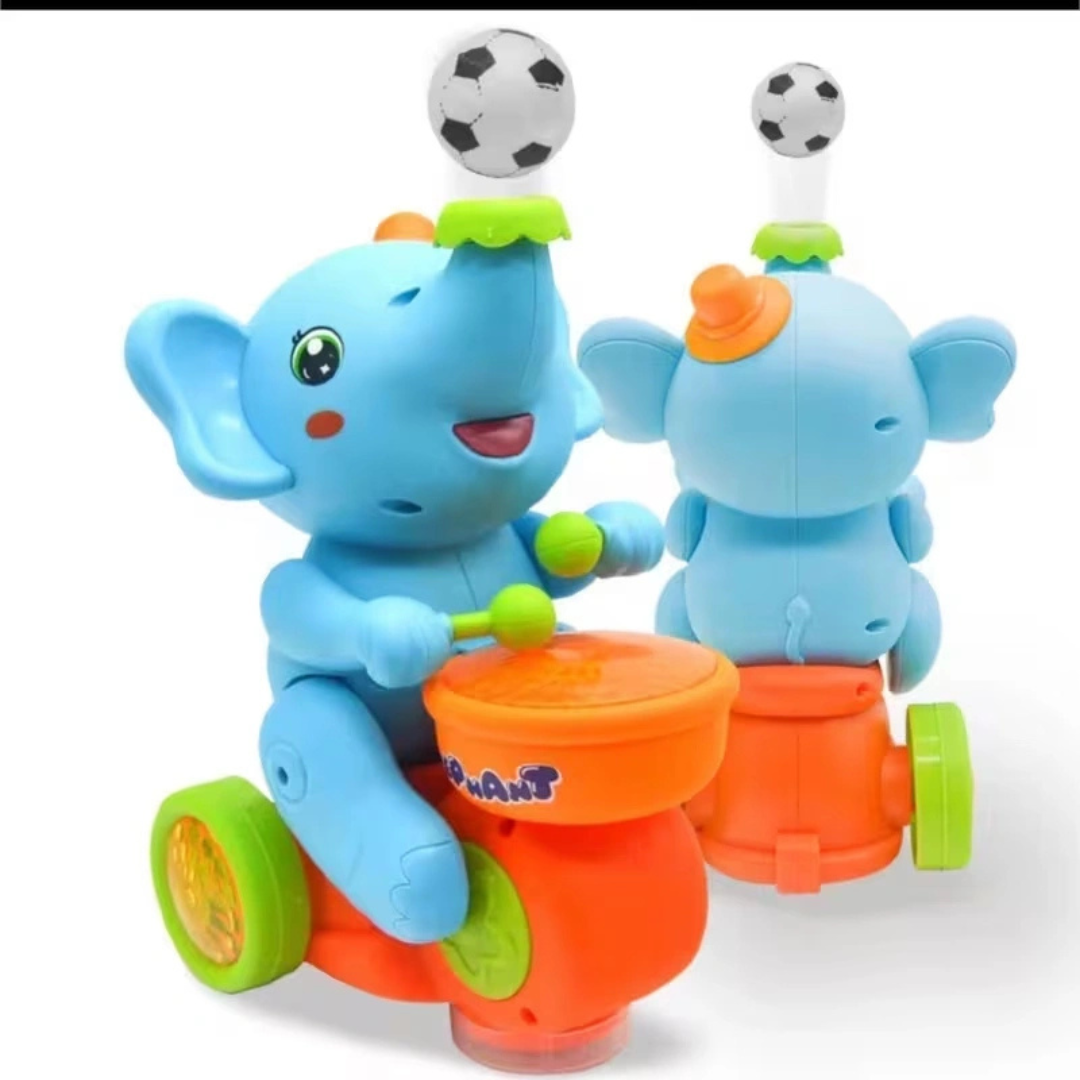 Interactive Musical Elephant Plush Toy with Drumming, Lights & Dancing Action for Kids