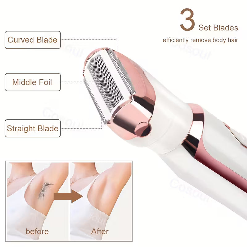 4-in-1 women grooming trimmer / facial hair remover kit