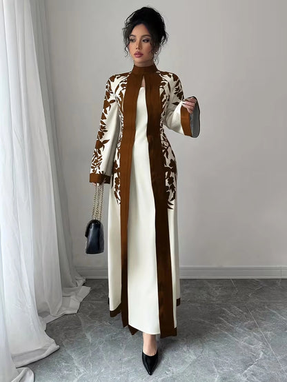 Women's Elegant Floral Print Maxi Dress | Long Sleeve A-Line Party & Evening Dress