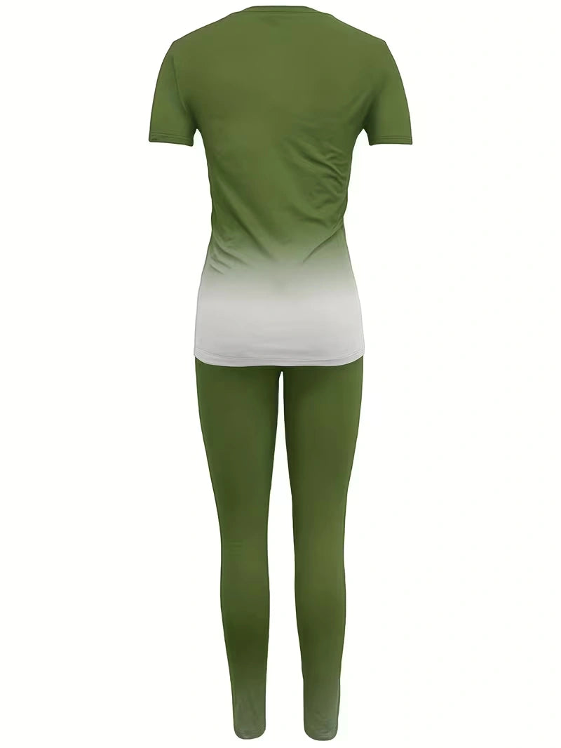 Women's Printed Top & Pants Co-Ord Set | Casual Short Sleeve Crew Neck Outfit