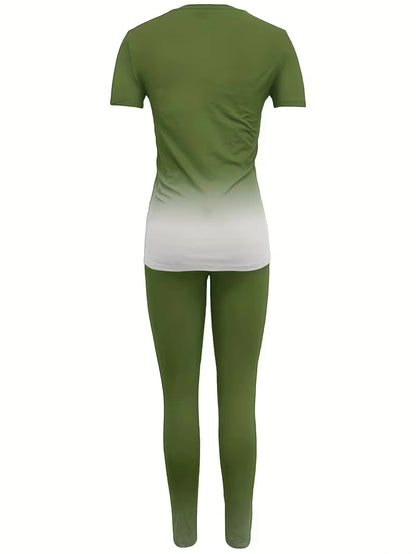 Women's Printed Top & Pants Co-Ord Set | Casual Short Sleeve Crew Neck Outfit